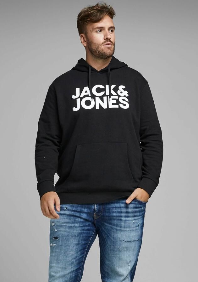 JACK & JONES PLUS SIZE hoodie JJECORP Plus Size met logo zwart - Foto 8