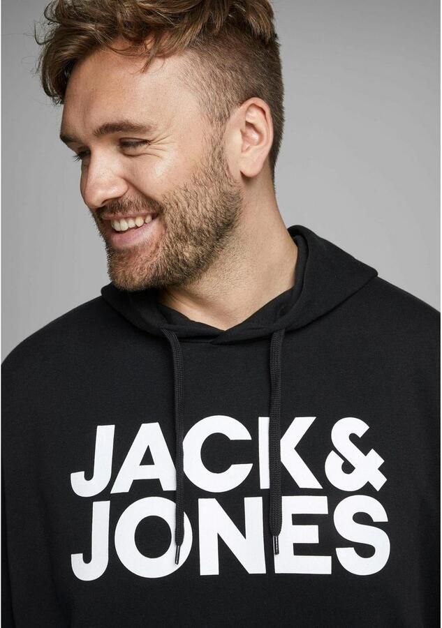 JACK & JONES PLUS SIZE hoodie JJECORP Plus Size met logo zwart - Foto 5