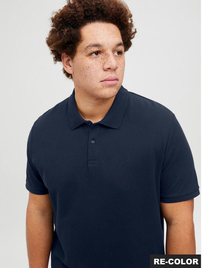 JACK & JONES PLUS SIZE regular polo met ingebreid patroon donkerblauw - Foto 10