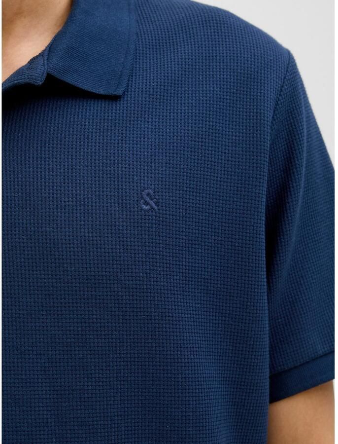 JACK & JONES ESSENTIALS regular polo met textuur donkerblauw - Foto 4