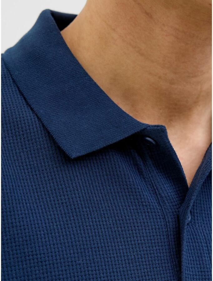 JACK & JONES ESSENTIALS regular polo met textuur donkerblauw - Foto 3