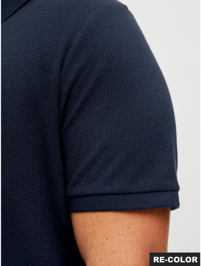 JACK & JONES PLUS SIZE regular polo met ingebreid patroon donkerblauw - Foto 8