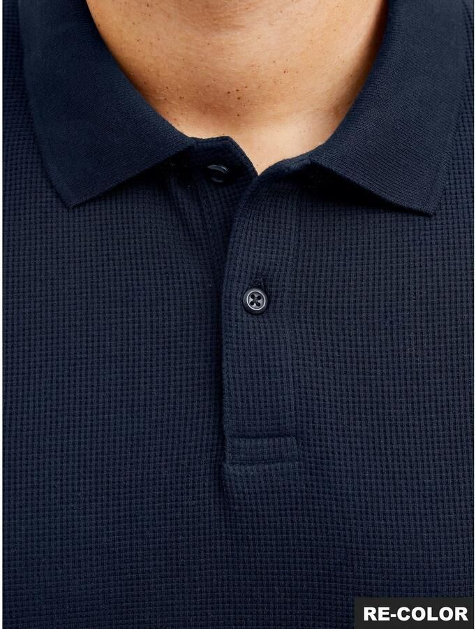 JACK & JONES PLUS SIZE regular polo met ingebreid patroon donkerblauw - Foto 9