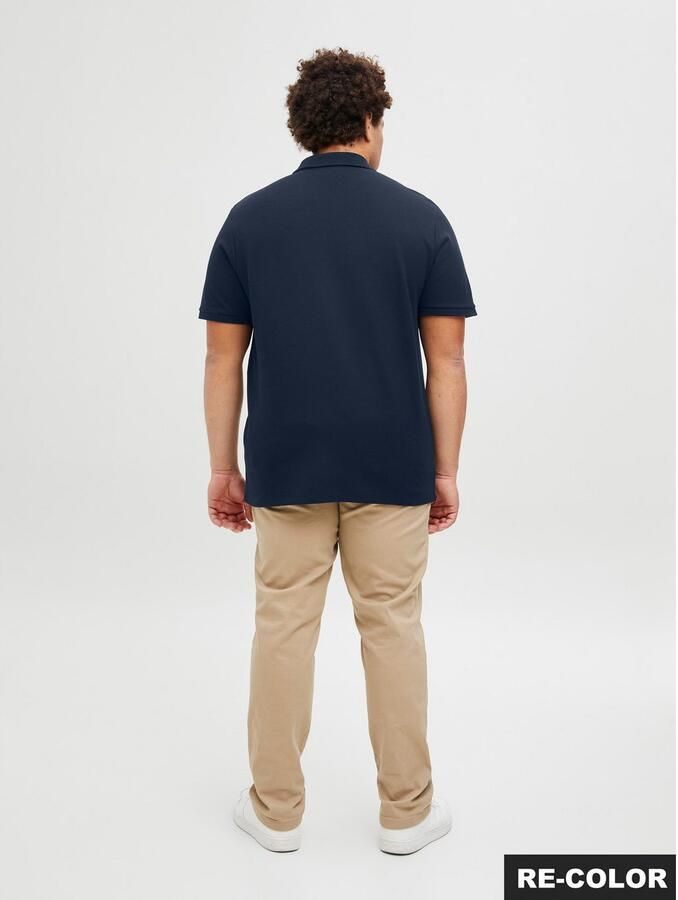JACK & JONES PLUS SIZE regular polo met ingebreid patroon donkerblauw - Foto 11