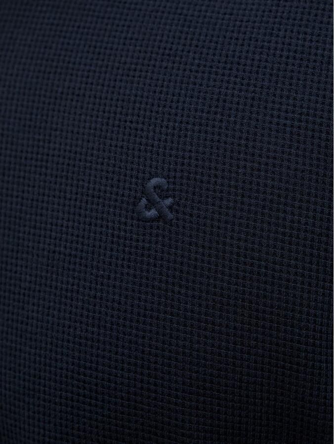JACK & JONES ESSENTIALS regular polo met ingebreid patroon donkerblauw - Foto 6
