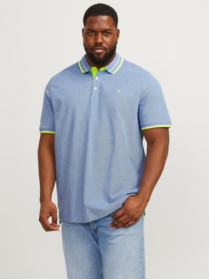 JACK & JONES PLUS SIZE regular fit polo met contrastbies Plus Size lichtblauw - Foto 10