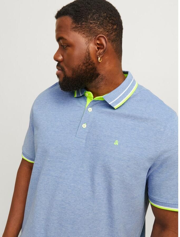 JACK & JONES PLUS SIZE regular fit polo met contrastbies Plus Size lichtblauw - Foto 7