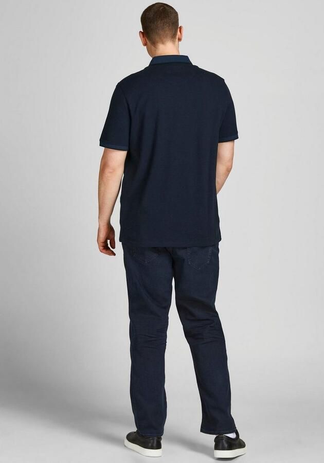 JACK & JONES PLUS SIZE slim fit polo JJEPAULOS Plus Size met contrastbies dak navy - Foto 12