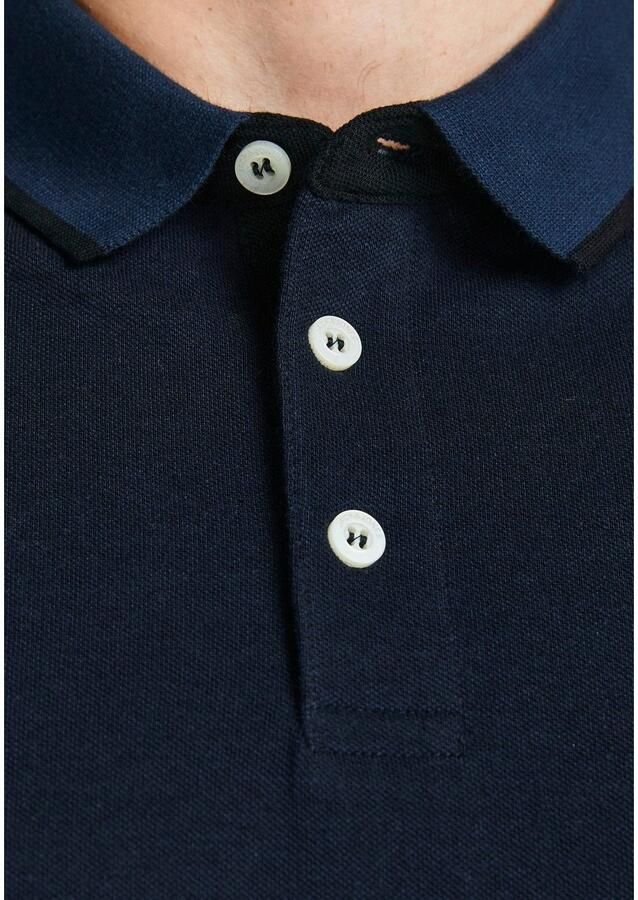 JACK & JONES PLUS SIZE slim fit polo JJEPAULOS Plus Size met contrastbies dak navy - Foto 10
