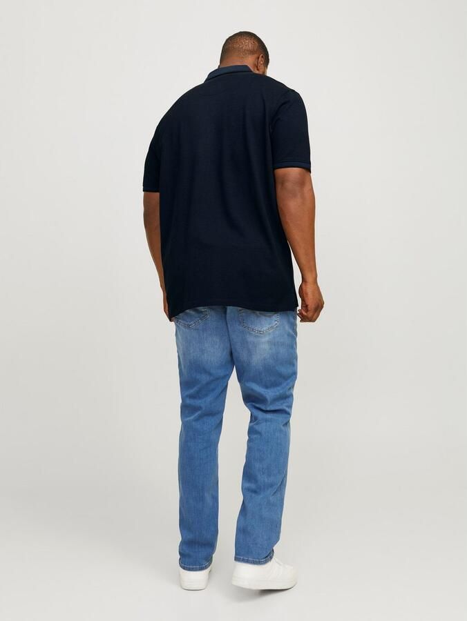 JACK & JONES PLUS SIZE slim fit polo JJEPAULOS Plus Size met contrastbies dak navy - Foto 9