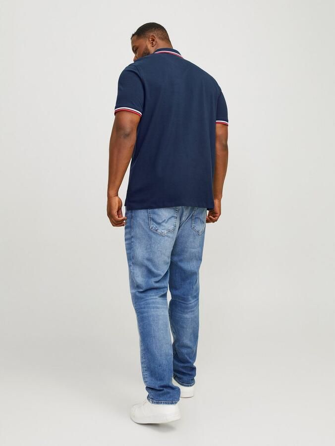 JACK & JONES PLUS SIZE slim fit polo JJEPAULOS Plus Size met contrastbies navy blazer - Foto 7