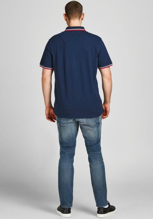 JACK & JONES PLUS SIZE slim fit polo JJEPAULOS Plus Size met contrastbies navy blazer - Foto 13