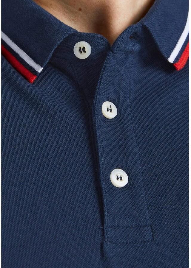 JACK & JONES PLUS SIZE slim fit polo JJEPAULOS Plus Size met contrastbies navy blazer - Foto 10