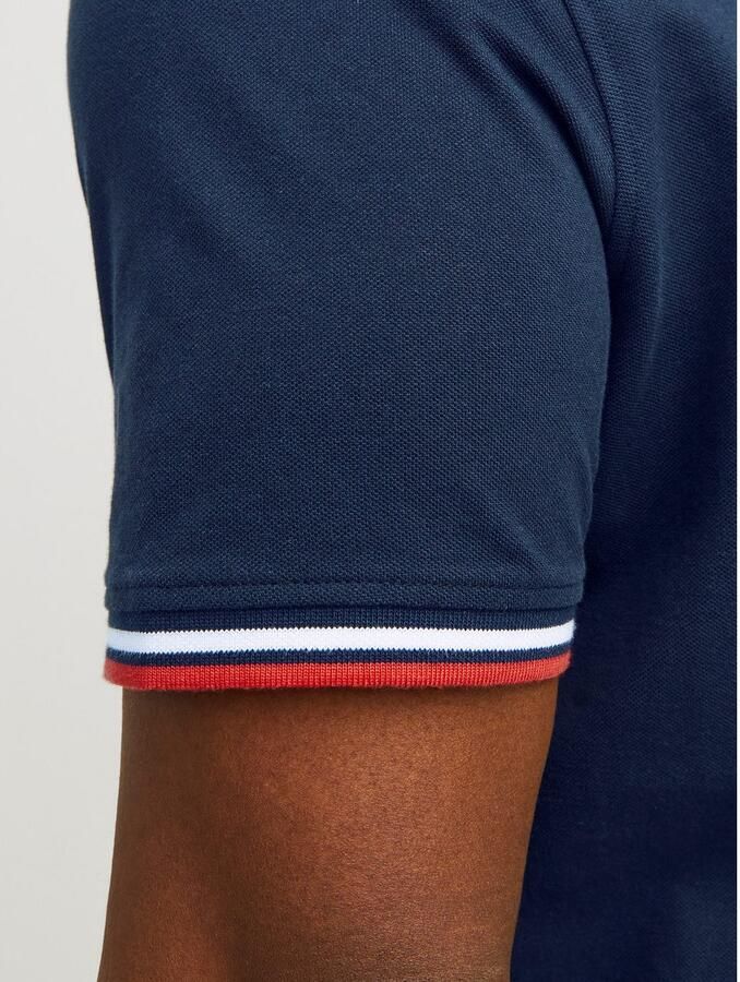 JACK & JONES PLUS SIZE slim fit polo JJEPAULOS Plus Size met contrastbies navy blazer - Foto 6
