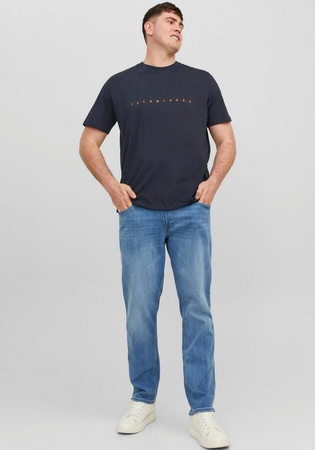 JACK & JONES PLUS SIZE oversized T-shirt JJESTAR Plus Size met logo donkerblauw - Foto 5