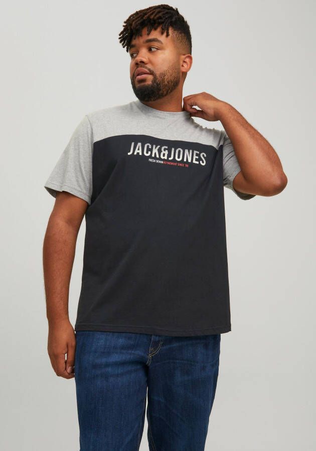 JACK & JONES PLUS SIZE regular fit T-shirt Plus Size met logo black