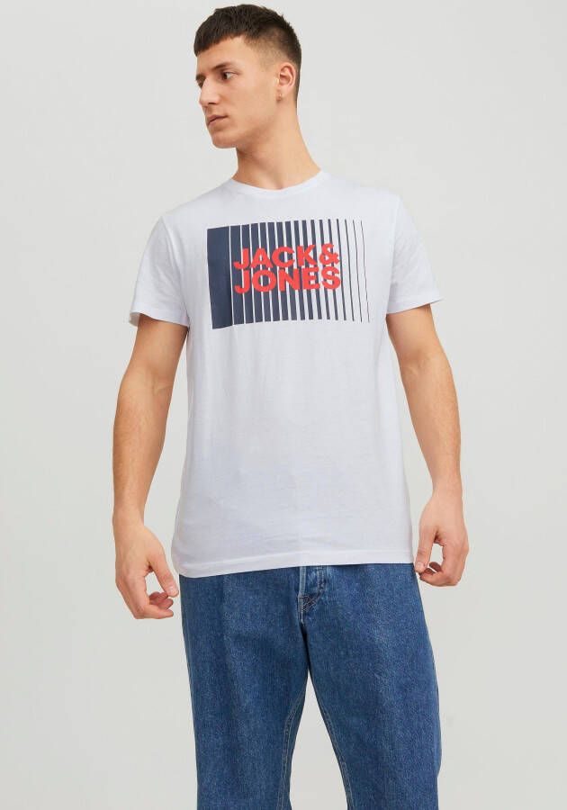 Jack & jones T-shirt met korte mouwen en ronde hals met labelprint White Heren