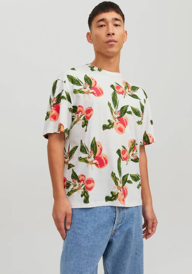 JACK & JONES ORIGINALS regular fit T-shirt JORFLORES met all over print wit