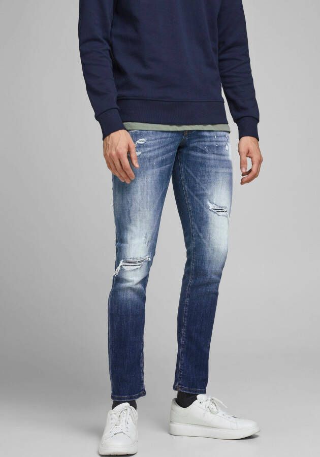 JACK & JONES JEANS INTELLIGENCE slim fit jeans JJIGLENN JJFOX blue denim 740