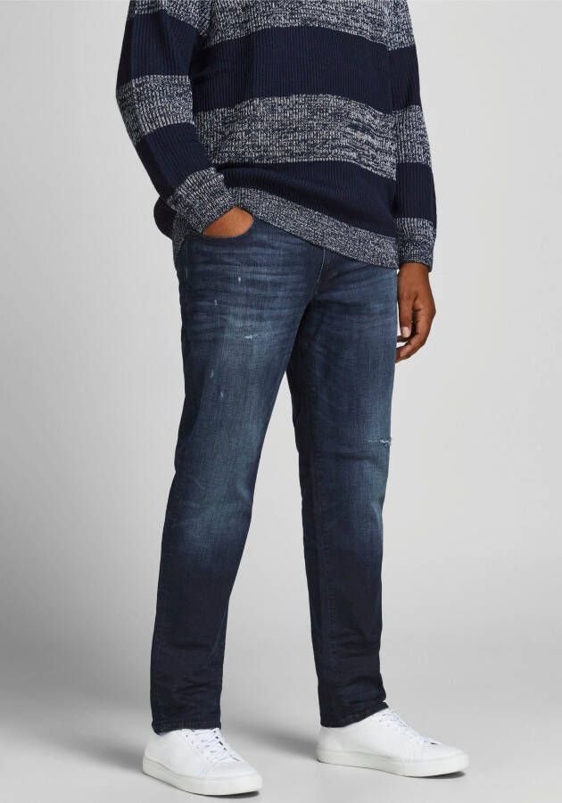JACK & JONES PLUS SIZE slim fit jeans JJIGLENN JJICON Plus Size 758 blue denim
