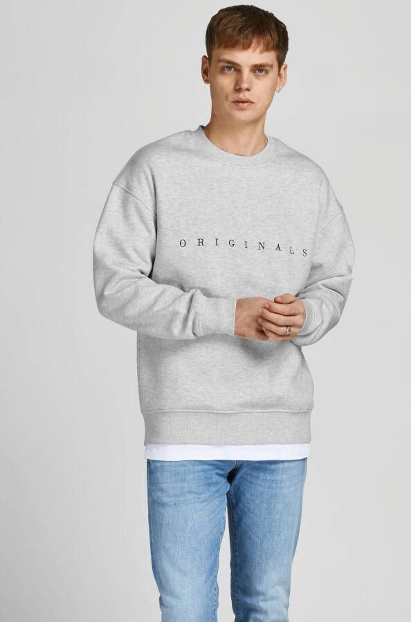 JACK & JONES ORIGINALS gemêleerde sweater JORCOPENHAGEN white melange