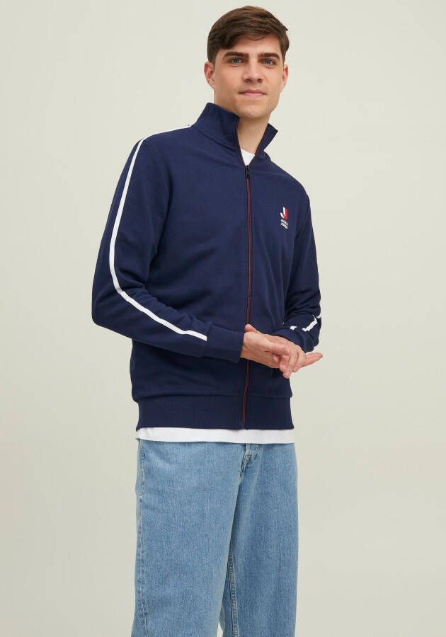 JACK & JONES CORE sweatvest JCOLOGAN met contrastbies navy blazer