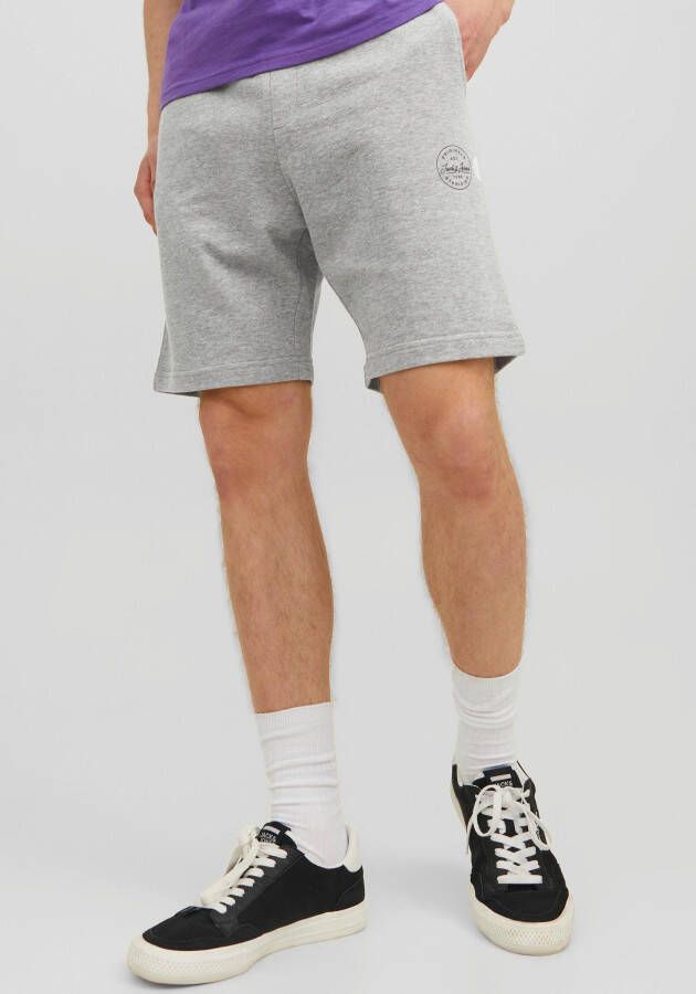 JACK & JONES PANTS STUDIO gemêleerde regular fit short light grey melange