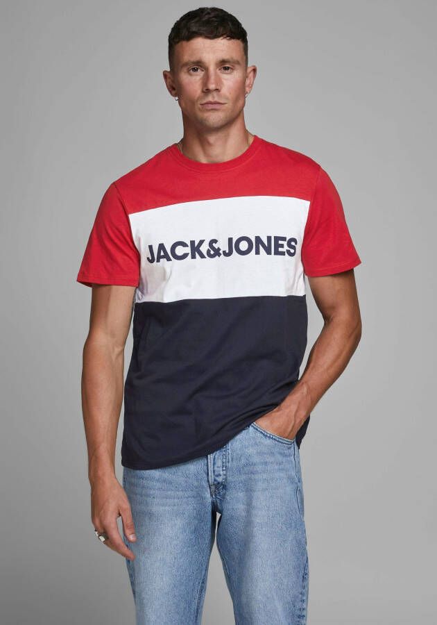 JACK & JONES ESSENTIALS T-shirt JJELOGO met logo rood wit donkerblauw - Foto 2