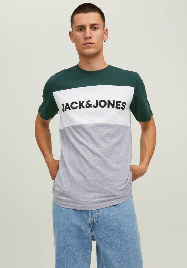 JACK & JONES ESSENTIALS slim fit T-shirt JJELOGO met logo pine grove