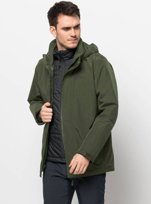 Jack Wolfskin Bergland 3in1 Jacket Men 3in1 jack Heren XXL bruin greenwood