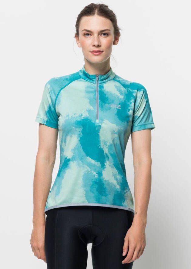 Jack Wolfskin Tourer Halfzip Print T-Shirt Women Fietstricot Dames XL dark aqua allover dark aqua allover