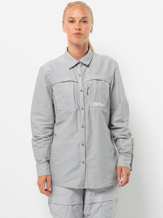 Jack Wolfskin Barrier LS Shirt Women Blouse met bescherming tegen muggen en zon Dames XXL cool grey Cool Grey - Foto 5