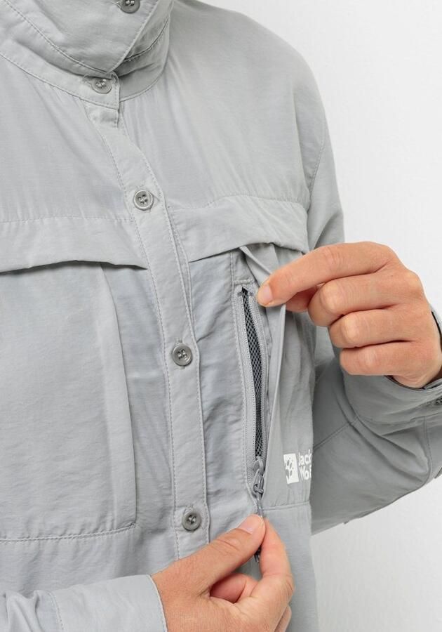 Jack Wolfskin Barrier LS Shirt Women Blouse met bescherming tegen muggen en zon Dames XXL cool grey Cool Grey - Foto 3