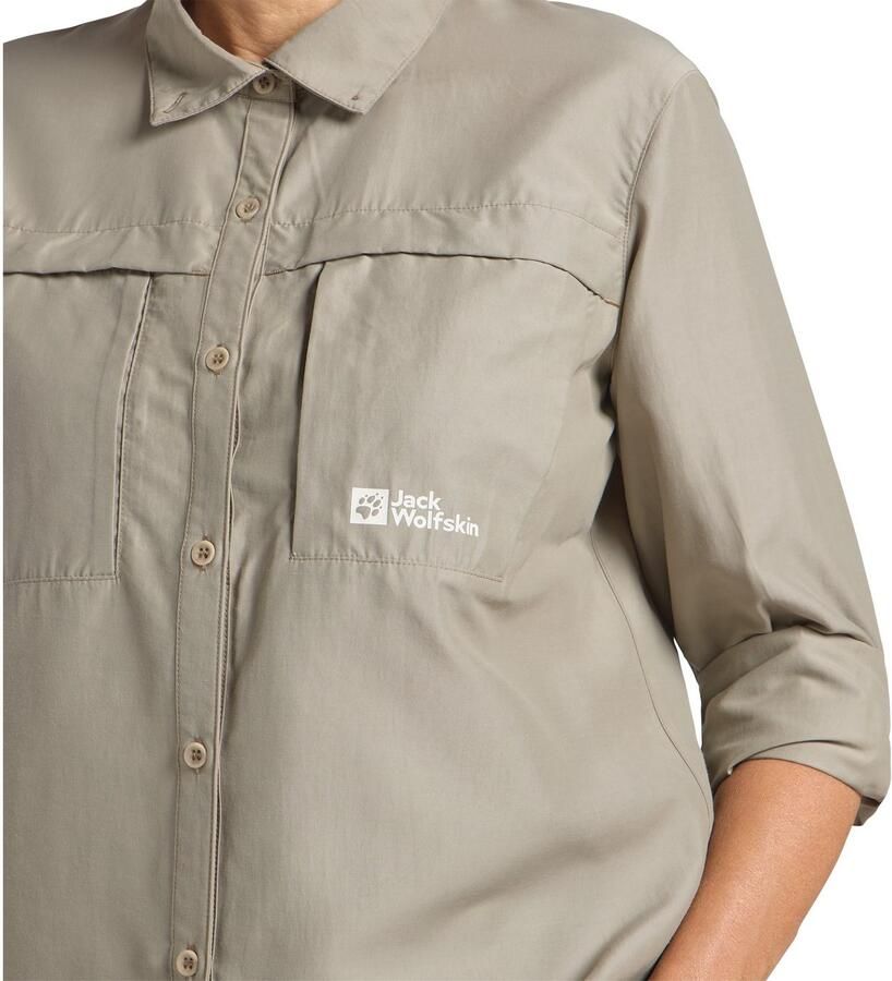 Jack Wolfskin Barrier LS Shirt Women Blouse met bescherming tegen muggen en zon Dames XXL stone