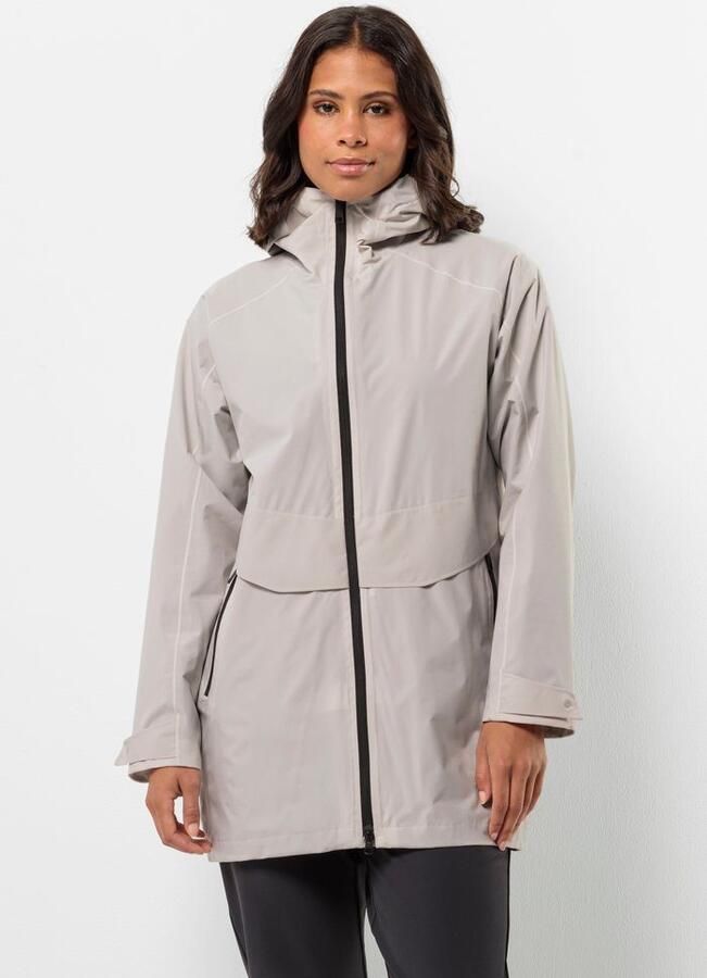 Jack Wolfskin Mainkai Long Jacket Women Regenjack Dames XXL sea shell Sea Shell - Foto 8