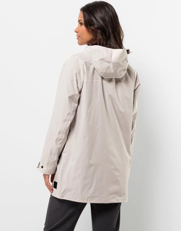 Jack Wolfskin Mainkai Long Jacket Women Regenjack Dames XXL sea shell Sea Shell
