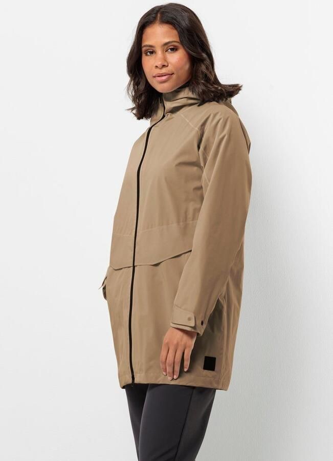 Jack Wolfskin Mainkai Long Jacket Women Regenjack Dames XXL sand storm sand storm - Foto 7
