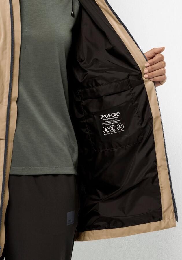 Jack Wolfskin Mainkai Long Jacket Women Regenjack Dames XXL sand storm sand storm - Foto 4