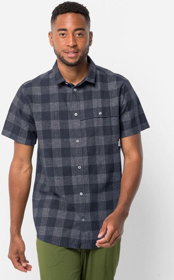 Jack Wolfskin Highlands Shirt Men Wandeloverhemd met korte mouwen Heren XXXL night blue checks Night Blue Checks - Foto 4