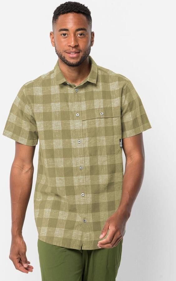 Jack Wolfskin Highlands Shirt Men Wandeloverhemd met korte mouwen Heren XXL bay leaf check Bay Leaf Check - Foto 4