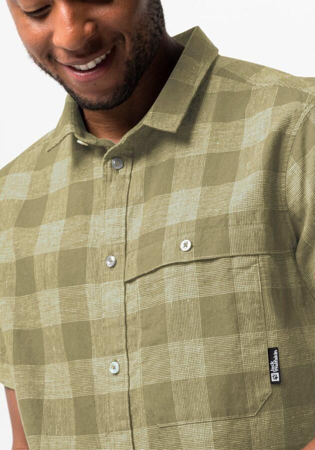Jack Wolfskin Highlands Shirt Men Wandeloverhemd met korte mouwen Heren XXL bay leaf check Bay Leaf Check - Foto 2