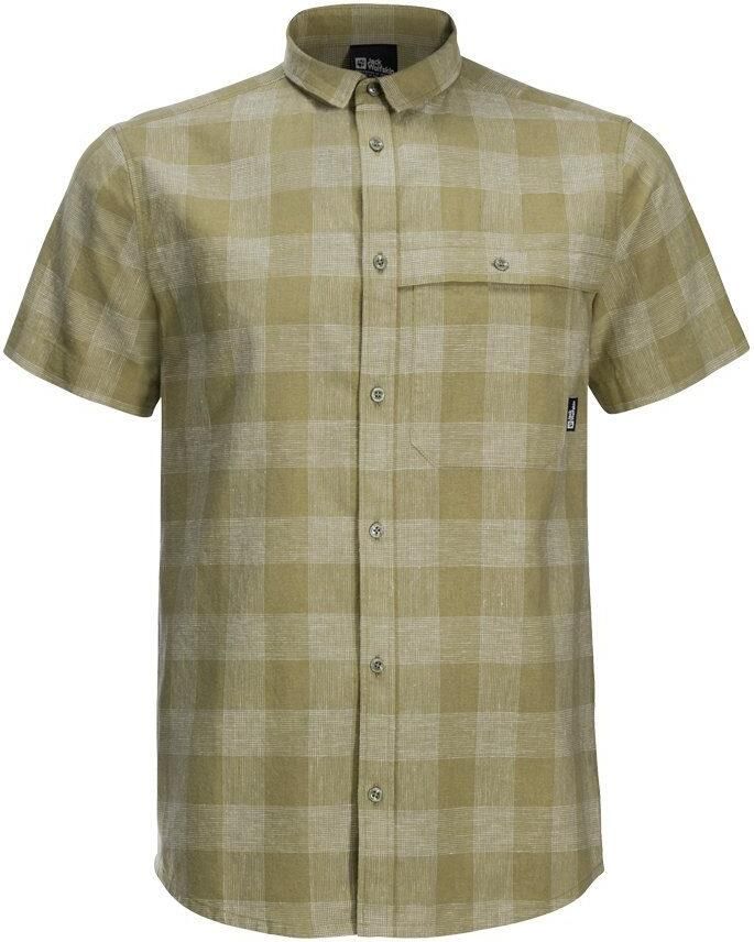 Jack Wolfskin Highlands Shirt Men Wandeloverhemd met korte mouwen Heren XXL bay leaf check Bay Leaf Check
