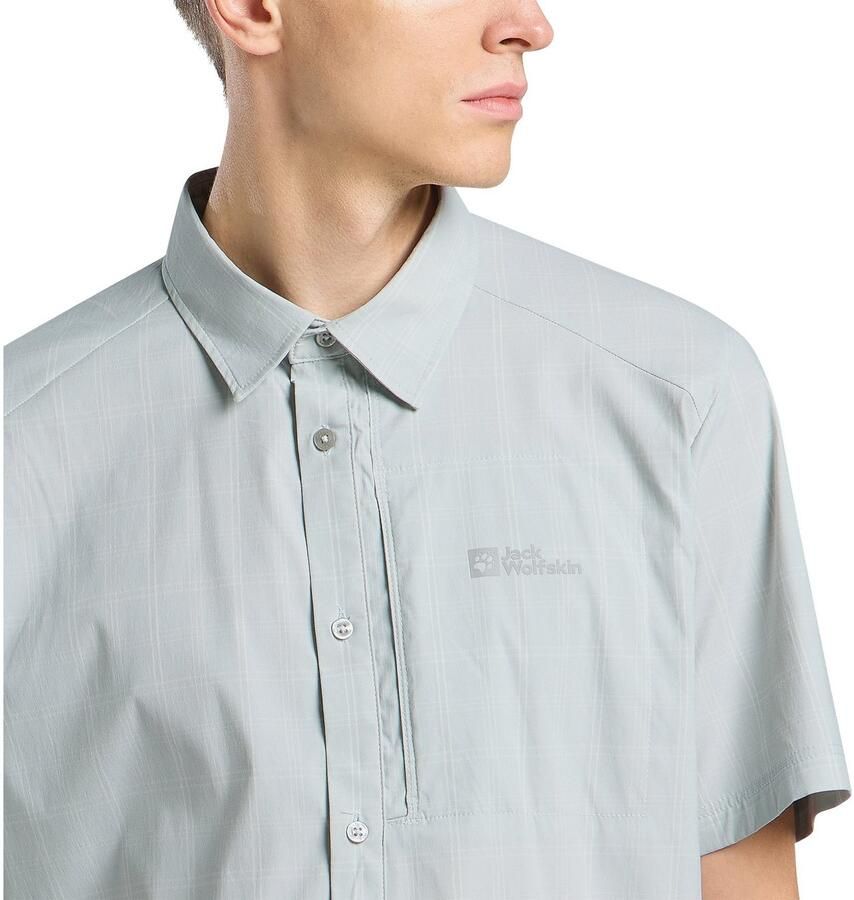 Jack Wolfskin Norbo S|S Shirt Men Overhemd met korte mouwen en zonnebescherming Heren XXXL cool grey check Cool Grey Check - Foto 2