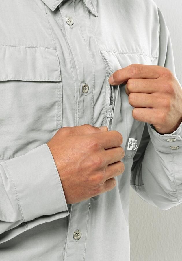 Jack Wolfskin Barrier LS Shirt Men Overhemd met bescherming tegen muggen en zon Heren XXXL cool grey Cool Grey - Foto 3