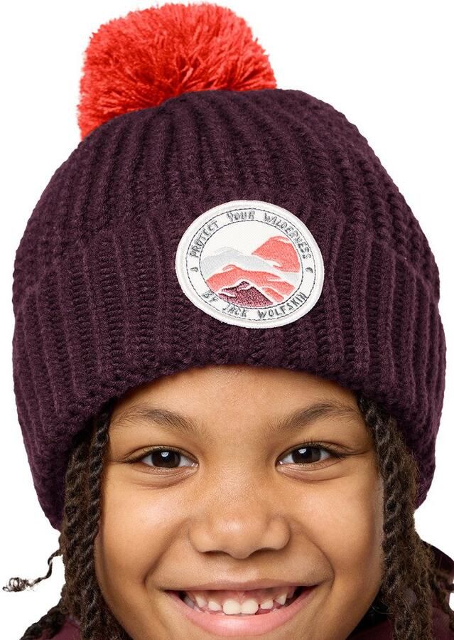 Jack Wolfskin Pompom Badge Beanie Kids Wintermuts Kinderen M amaranth - Foto 6