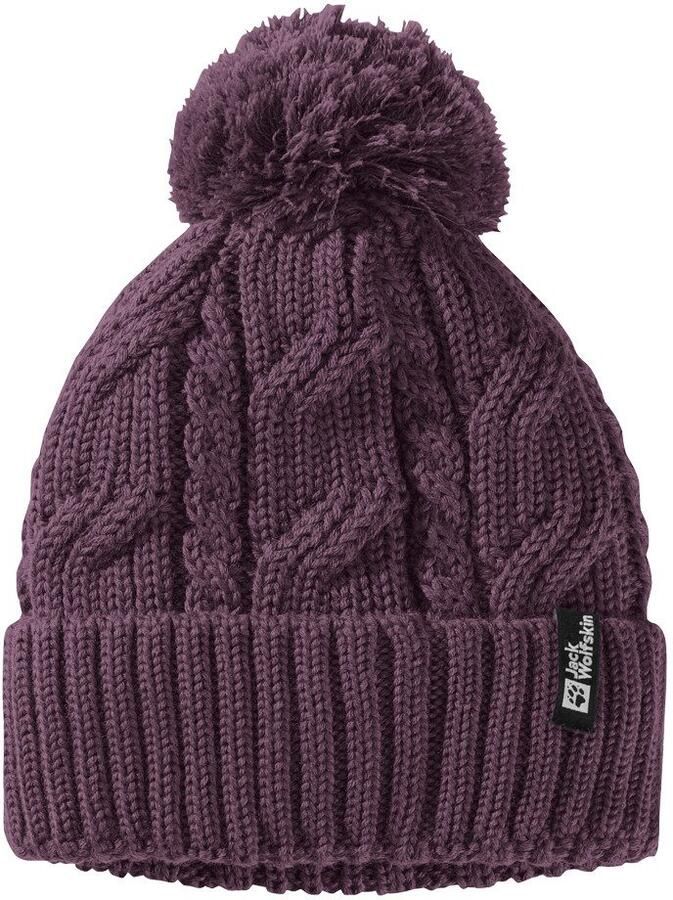 Jack Wolfskin Pompom Beanie Winddichte gebreide muts One Size midnight plum midnight plum