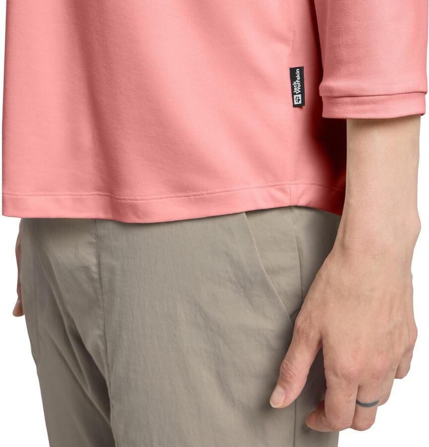 Jack Wolfskin Travel 3 4 T-Shirt Women T-shirt met 3 4 mouwen met zonnebescherming dames XXL mineral red heather mineral red heather