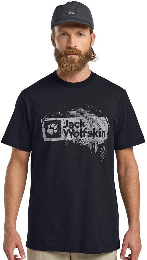 Jack Wolfskin Brand T-Shirt Men T-shirt van biologisch katoen Heren XXXL wood dark navy WOOD dark navy - Foto 6