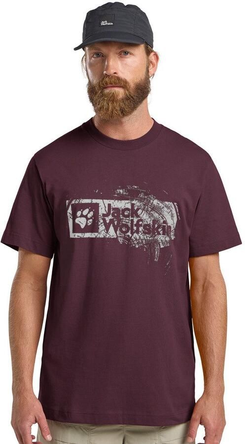 Jack Wolfskin Brand T-Shirt Men T-shirt van biologisch katoen Heren XXXL wood amaranth WOOD Amaranth - Foto 6