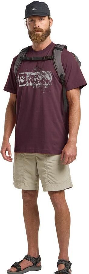 Jack Wolfskin Brand T-Shirt Men T-shirt van biologisch katoen Heren XXXL wood amaranth WOOD Amaranth - Foto 5